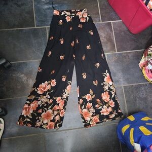MISS AVENUE High Rise Floral Sheer Black Wide-Leg Pants Size Small